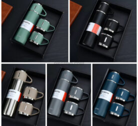 3 in 1 Vacuum Insulated Thermal Flask Set With Cup Set