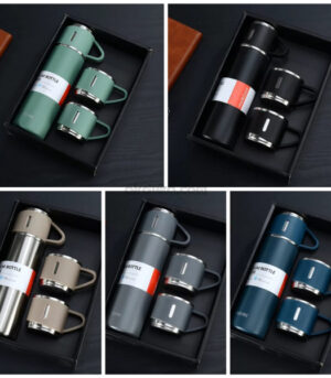 3 in 1 Vacuum Insulated Thermal Flask Set With Cup Set