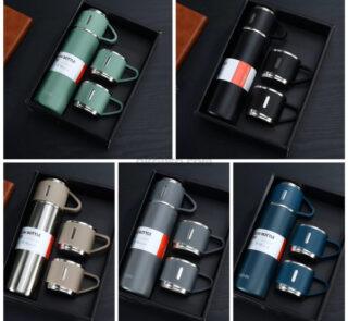 3 in 1 Vacuum Insulated Thermal Flask Set With Cup Set