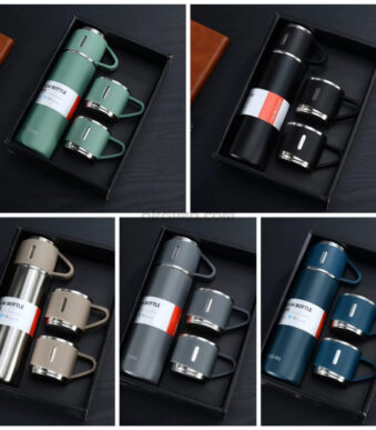3 in 1 Vacuum Insulated Thermal Flask Set With Cup Set
