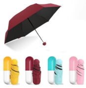 7 inch Folding Umbrella with Cute Capsule Case-maroon_1