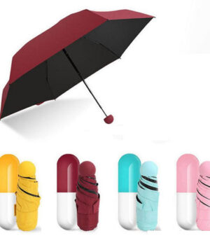 7 inch Folding Umbrella with Cute Capsule Case-maroon_1